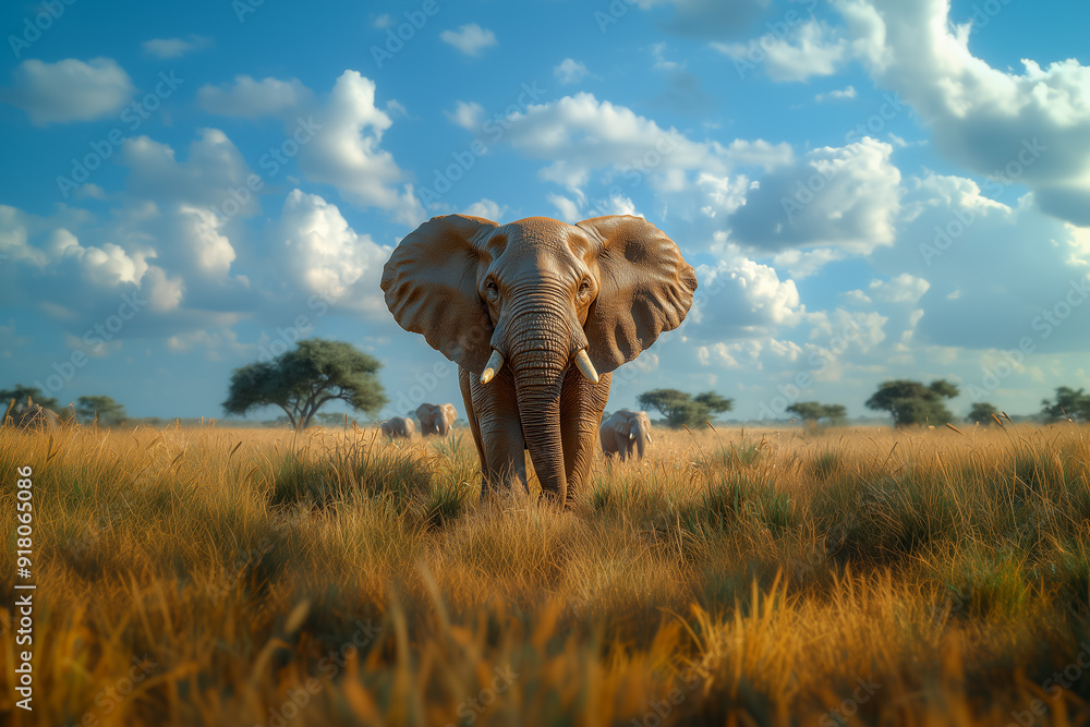 Fototapeta premium Golden Savanna Sentinels Savanna's Embrace | Generative AI