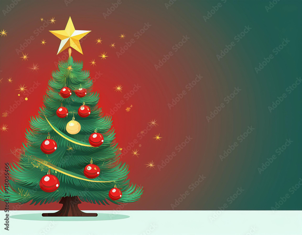 Elegant Christmas Tree with Red and Gold Ornaments, Bright Lights, and Star Topper Elegant Christmas Tree with Red and Gold Ornaments, Bright Lights, and Star Topper