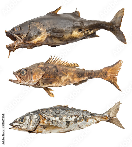 rotten fish on isolated background
