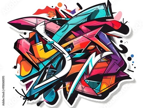 Stylish Graffiti Streetwear Sticker Design for Apparel and Merchandise photo