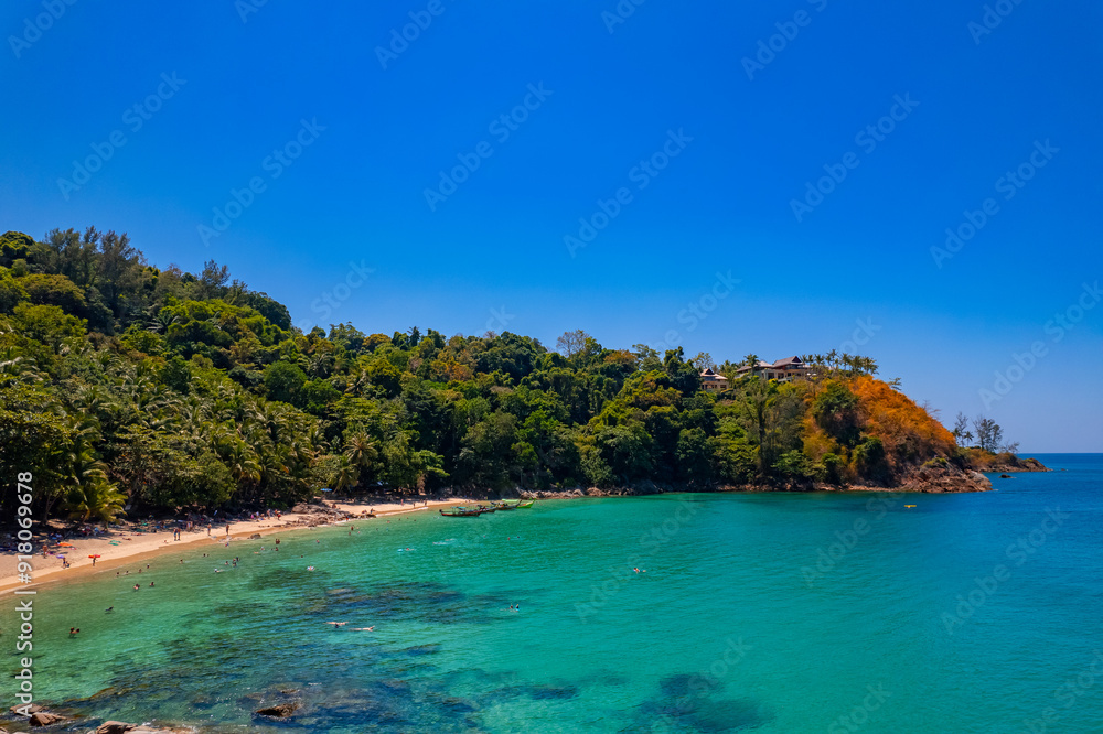 Aerial top view Phuket, turquoise sea and sand beach Banana, travel photo Thailand Aerial top view Phuket, turquoise sea and sand beach Banana, travel photo Thailand