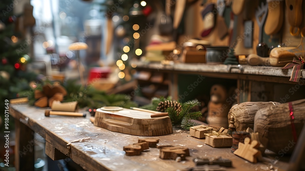 Rustic Holiday Workshop with Handcrafted Gifts and Festive Decor Rustic Holiday Workshop with Handcrafted Gifts and Festive Decor