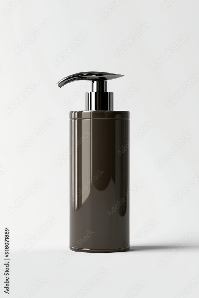 High-quality rendering of a thin cylinder shape lotion dispenser on a clean white background, perfect for product showcase or packaging design Generative AI High-quality rendering of a thin cylinder shape lotion dispenser on a clean white background, perfect for product showcase or packaging design Generative AI