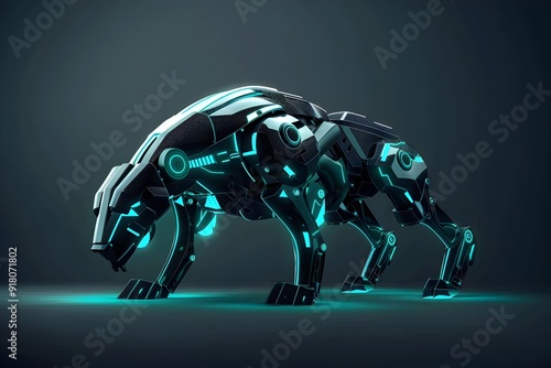 Sleek and Modern 3D Robotic Animal Logo with Cybernetic Features photo