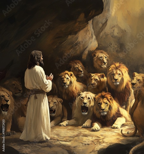 Daniel's Vigil in the Lion's Den: A Testament to the Power of Prayer and the Resilience of Faith in the Face of Peril.