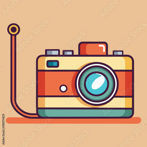 Vector flat style illustration of camera colorful simple Camera icon