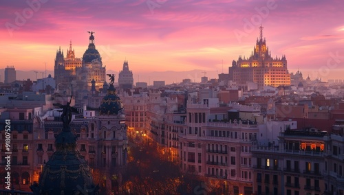 Madrid Skyline at Sunset, Spain