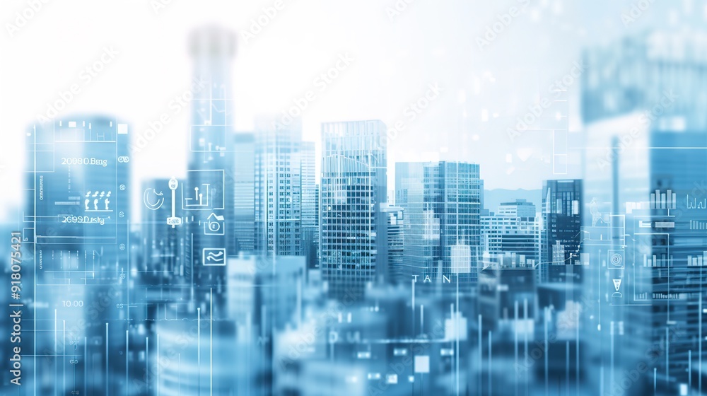 Financial Cityscape Fusion: Tax Symbols in Urban Skyline Representing Economic Impact Financial Cityscape Fusion: Tax Symbols in Urban Skyline Representing Economic Impact