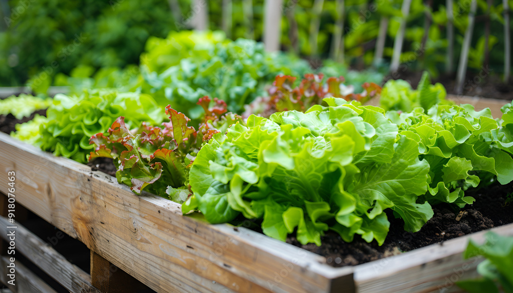 A vegetable garden with delicious lettuce plants A vegetable garden with delicious lettuce plants