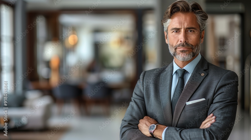 Professional man in a suit looking confidently in a modern office setting during daytime Professional man in a suit looking confidently in a modern office setting during daytime
