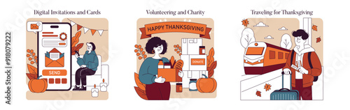 Thanksgiving Day. Flat Vector Illustration