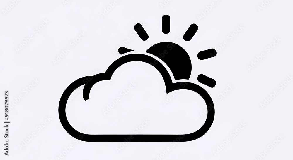 Sunny Cloud Icon. A bold icon depicting the sun behind a cloud, ideal for weather forecasts and digital designs. Sunny Cloud Icon. A bold icon depicting the sun behind a cloud, ideal for weather forecasts and digital designs.