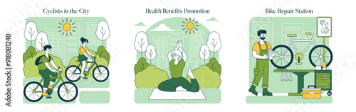 World Car Free Day. Flat Vector Illustration