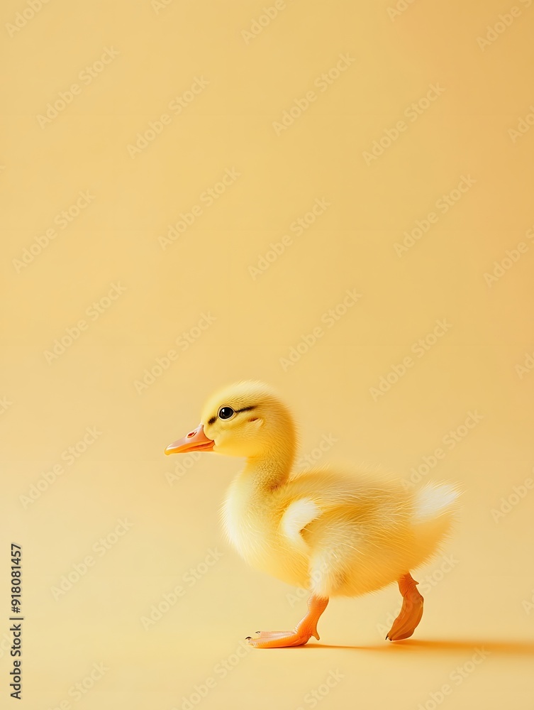 Adorable Fluffy Yellow Duckling Exploring in Fresh Spring Grass Environment Adorable Fluffy Yellow Duckling Exploring in Fresh Spring Grass Environment