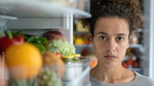 Contemplative Person Looking at Fridge Filled with Food Options