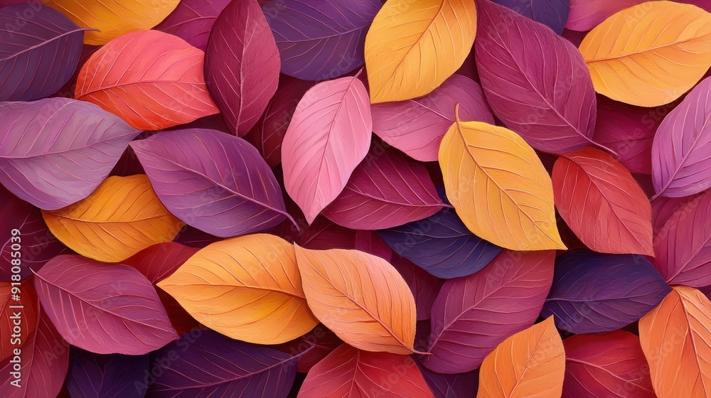 A vibrant collection of autumn leaves in shades of purple, orange, and pink, perfect for nature-themed designs and backgrounds. A vibrant collection of autumn leaves in shades of purple, orange, and pink, perfect for nature-themed designs and backgrounds.