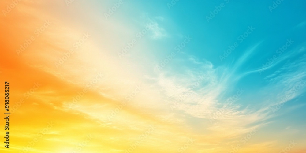 Obraz premium Ethereal Vista of Fantasy: A Vibrant Panoramic Sunset Sky, Rich in Gradient Colors, Embracing the Tranquil and Uplifting Spirit of a Summer Twilight,4K wallpaper, poster background