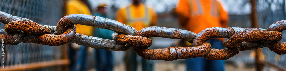 A chain link fence, twisted into a shape resembling the letters A chain link fence, twisted into a shape resembling the letters