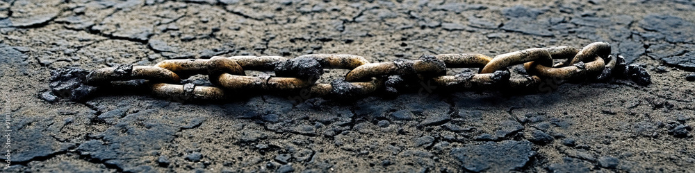 A simple, powerful image of a broken chain lying on the ground, symbolizing the strength of unionized workers. A simple, powerful image of a broken chain lying on the ground, symbolizing the strength of unionized workers.