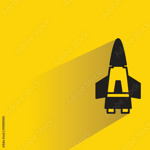 missile icon with shadow on yellow background
