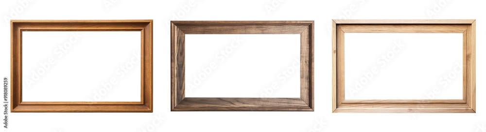Obraz premium Set of blank wooden frame isolated on transparent background