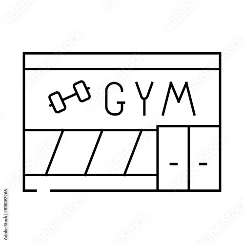 gym building line icon vector. gym building sign. isolated contour symbol black illustration