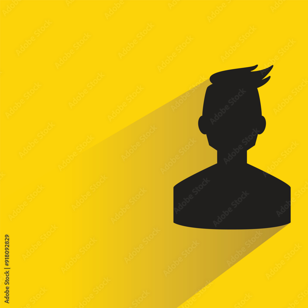 silhouette male character with shadow on yellow background