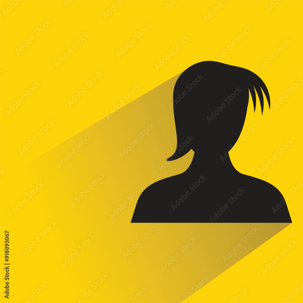 silhouette woman avatar with shadow on yellow background silhouette woman avatar with shadow on yellow background