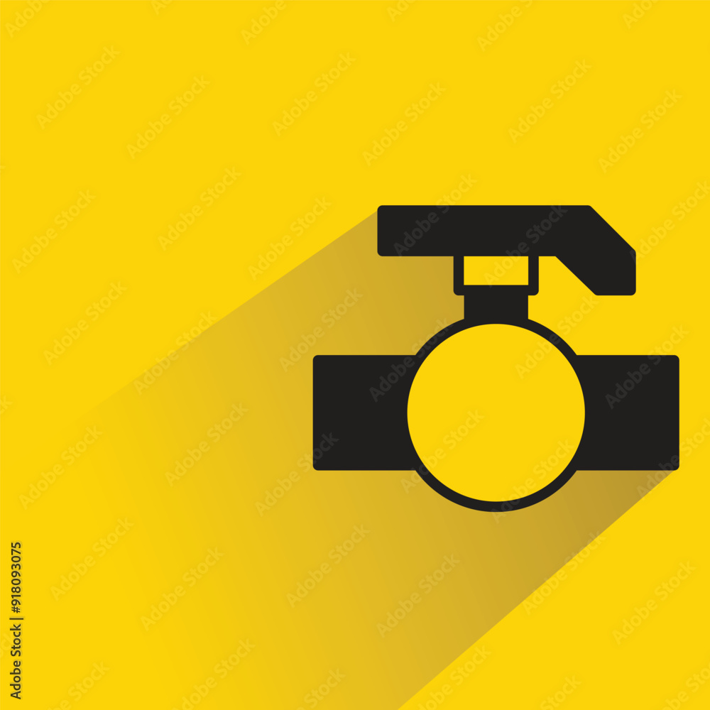 Fotografie valve and pipe icon with shadow on yellow background