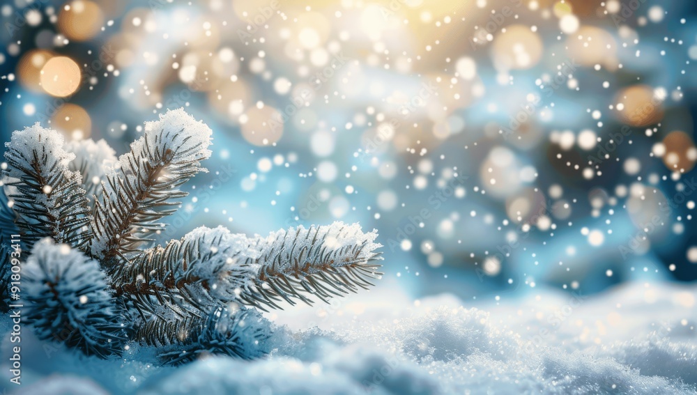 Christmas Winter Background with Snow and Fir Branches Christmas Winter Background with Snow and Fir Branches