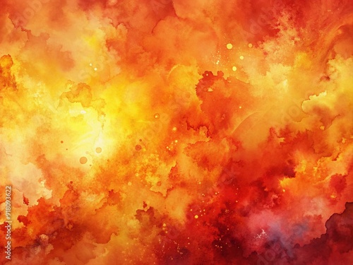 Vibrant red, orange, and yellow watercolor textures merge in a stunning abstract background, evoking a hot sunrise or burning fire, perfect for a website header or banner design.