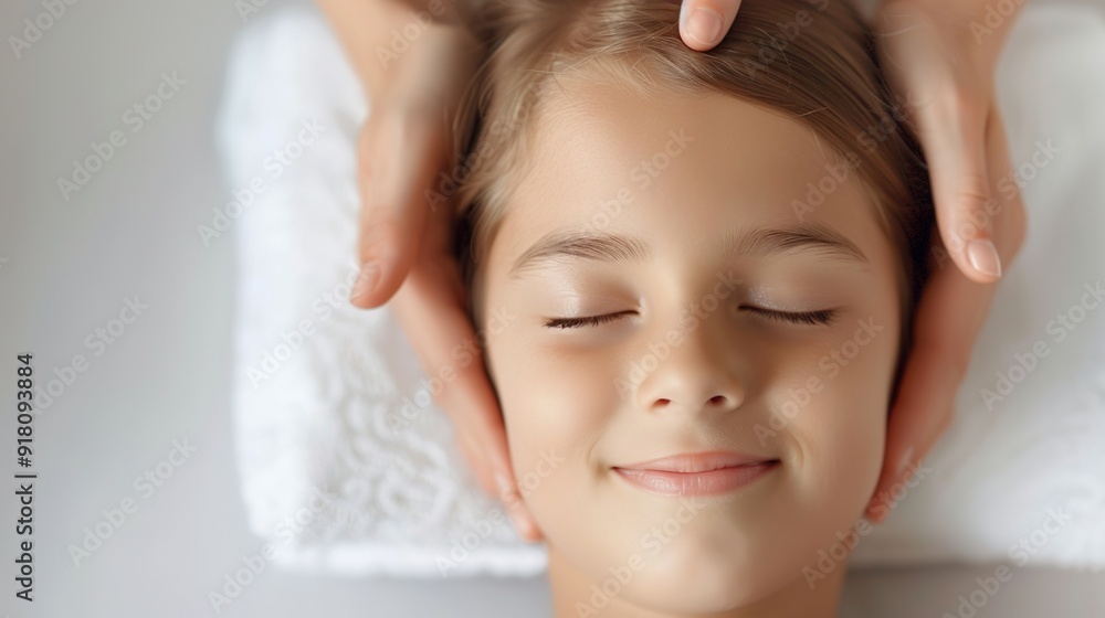 Serene Child Receiving a Soothing Massage for Relaxation and Well-Being Serene Child Receiving a Soothing Massage for Relaxation and Well-Being