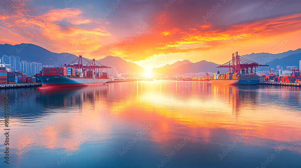 Empty Port with Fewer Cargo Ships Reflecting Decline in Local Trade and Economic Activity Due to Global Trade Imbalances Empty Port with Fewer Cargo Ships Reflecting Decline in Local Trade and Economic Activity Due to Global Trade Imbalances