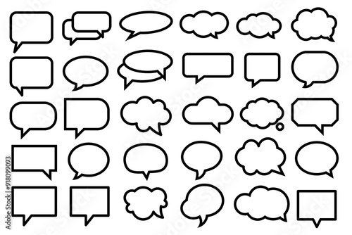 Set of vector speech bubble labels. Retro color special offer design elements, chat emblem, black callout