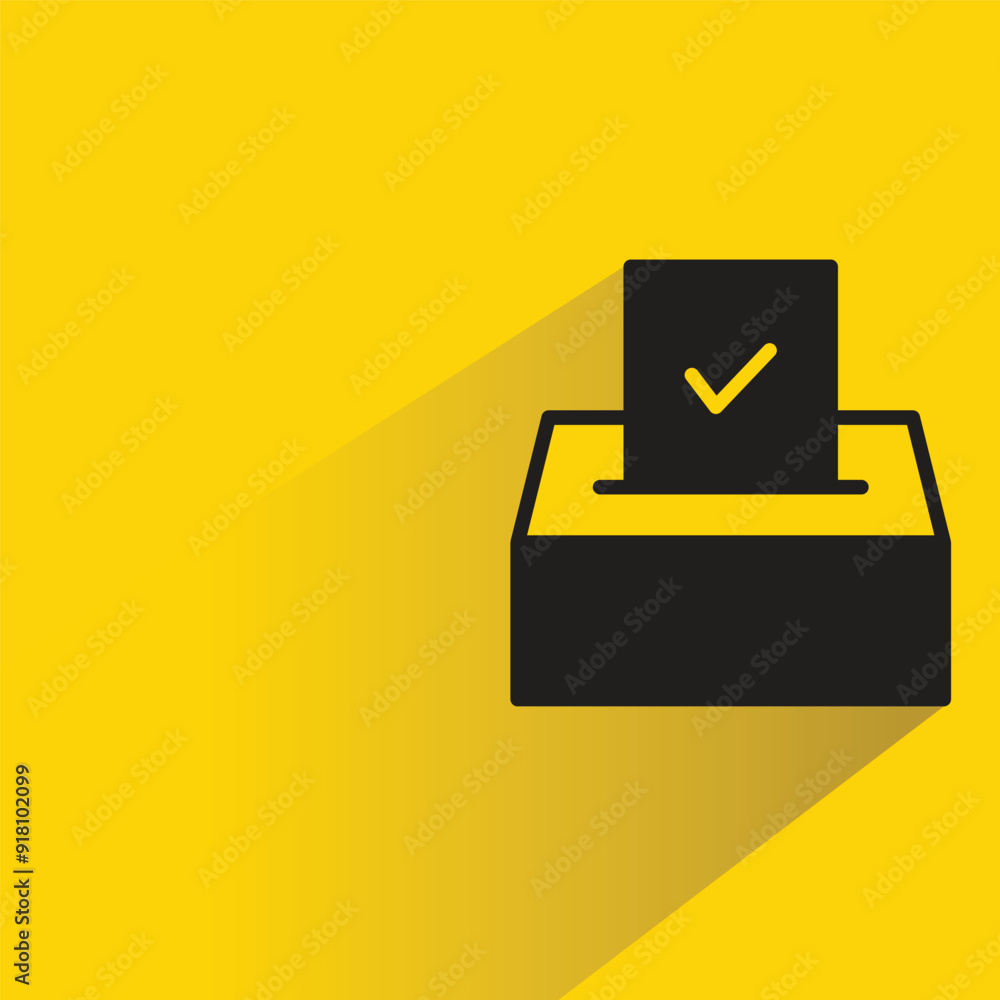 ballot box icon with shadow on yellow background ballot box icon with shadow on yellow background
