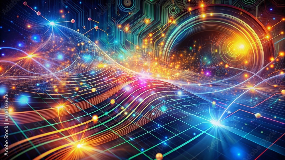 Vibrant futuristic abstract background featuring swirling circuits, data streams, and neural networks, symbolizing technological advancements in artificial intelligence and digital data processing. Vibrant futuristic abstract background featuring swirling circuits, data streams, and neural networks, symbolizing technological advancements in artificial intelligence and digital data processing.