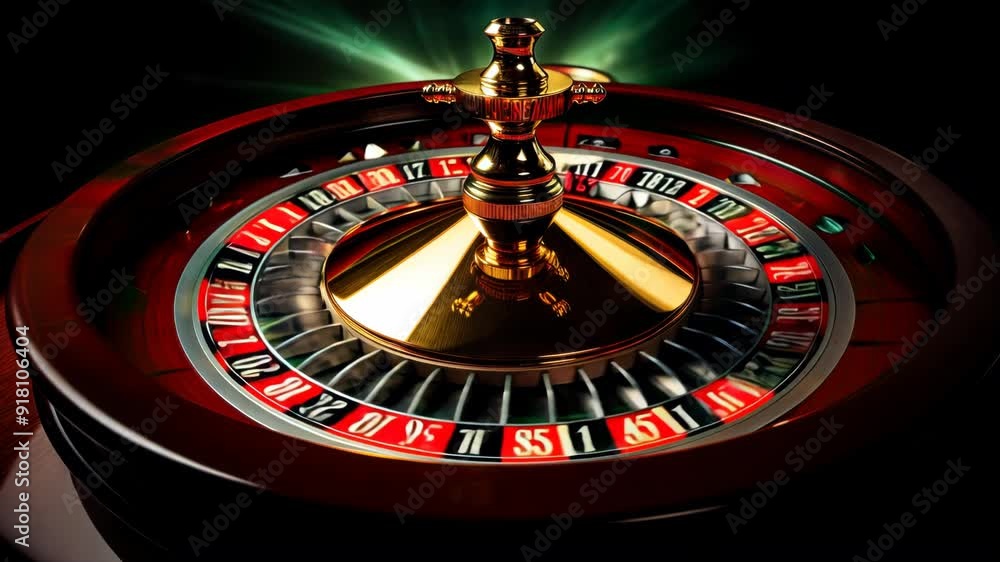 Roulette Wheel Spins In Casino With Exciting Colors And High Stakes Roulette Wheel Spins In Casino With Exciting Colors And High Stakes