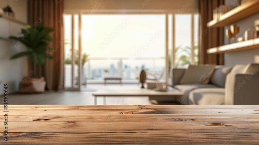 Blurred Living Room Background with Tabletop Blurred Living Room Background with Tabletop