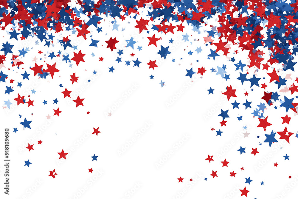 Red and blue stars with shadows frame on white background. Red and blue stars with shadows frame on white background.