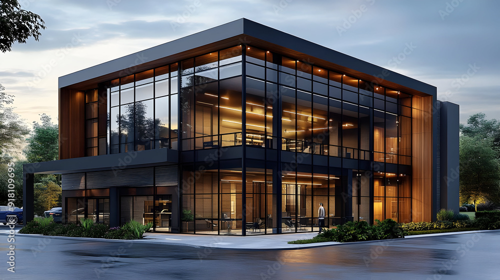 Modern office building with glass facade. Modern office building with glass facade.