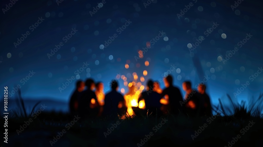 Embracing Timeless Friendships: Group of Friends Around Campfire Creating Cherished Memories at Night Embracing Timeless Friendships: Group of Friends Around Campfire Creating Cherished Memories at Night