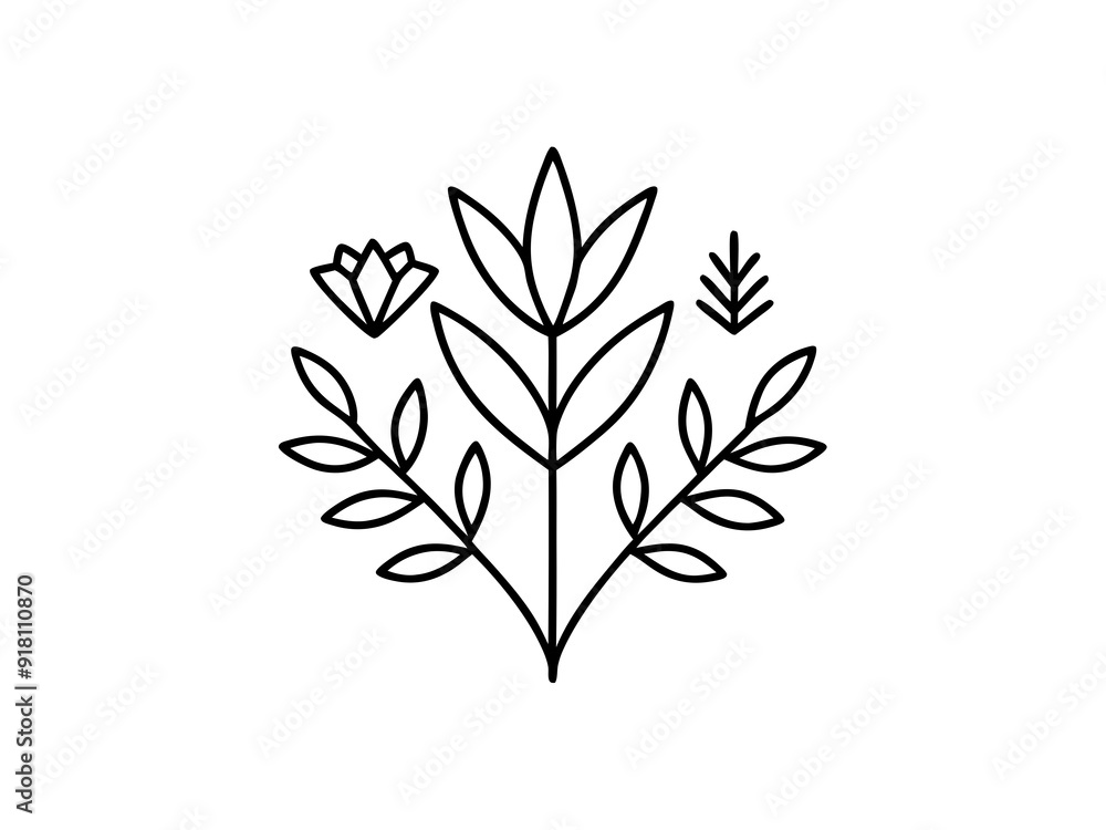 Simple and Elegant Botanical Line Art: Perfect for Graphic Design and Printing Simple and Elegant Botanical Line Art: Perfect for Graphic Design and Printing