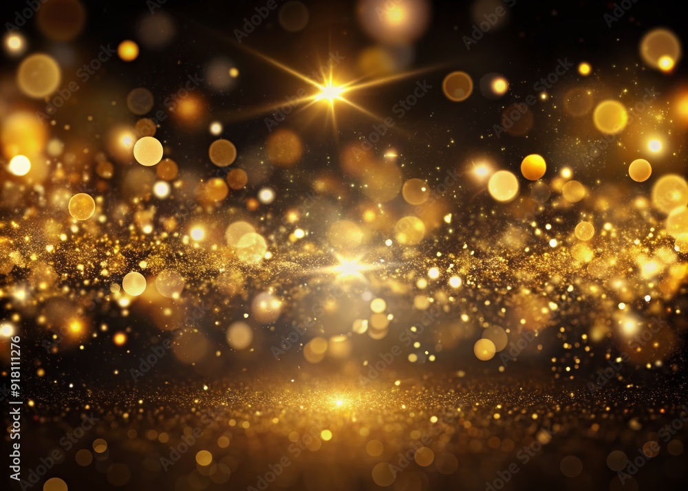 Luxurious golden sparkles and delicate bokeh effects dance across a mysterious black background, evoking a sense of opulence and sophistication in this stunning abstract image. Luxurious golden sparkles and delicate bokeh effects dance across a mysterious black background, evoking a sense of opulence and sophistication in this stunning abstract image.