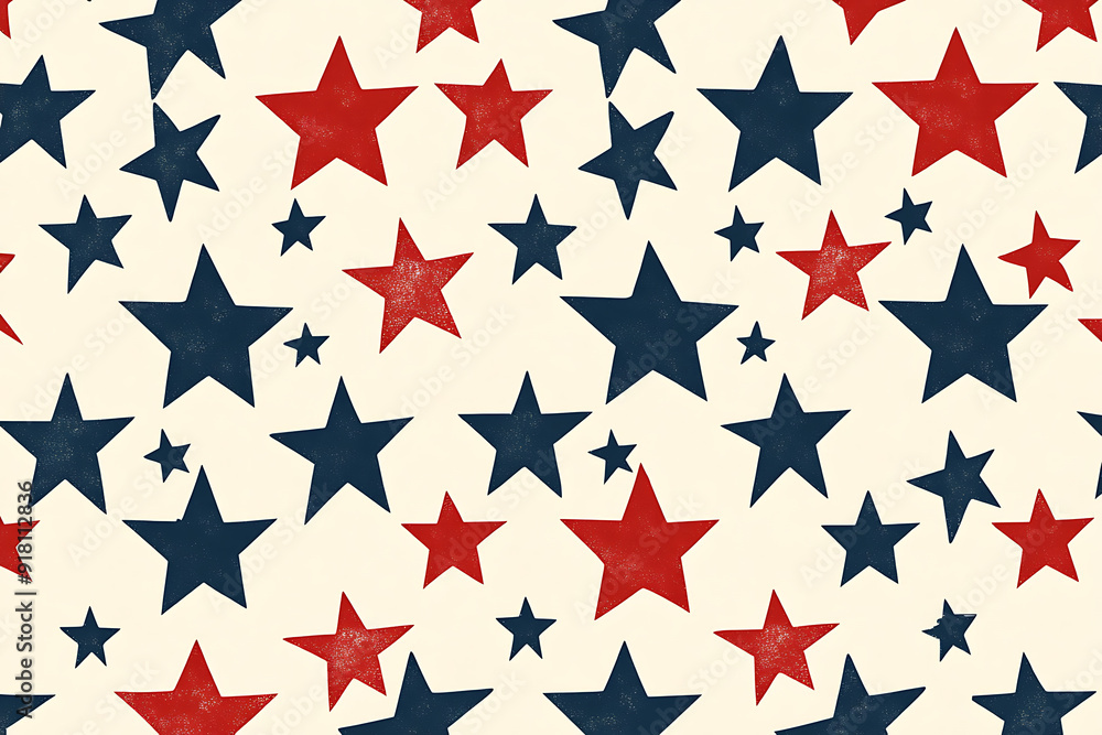 Seamless pattern with red and blue hand drawn vector stars in doodle style background. Seamless pattern with red and blue hand drawn vector stars in doodle style background.