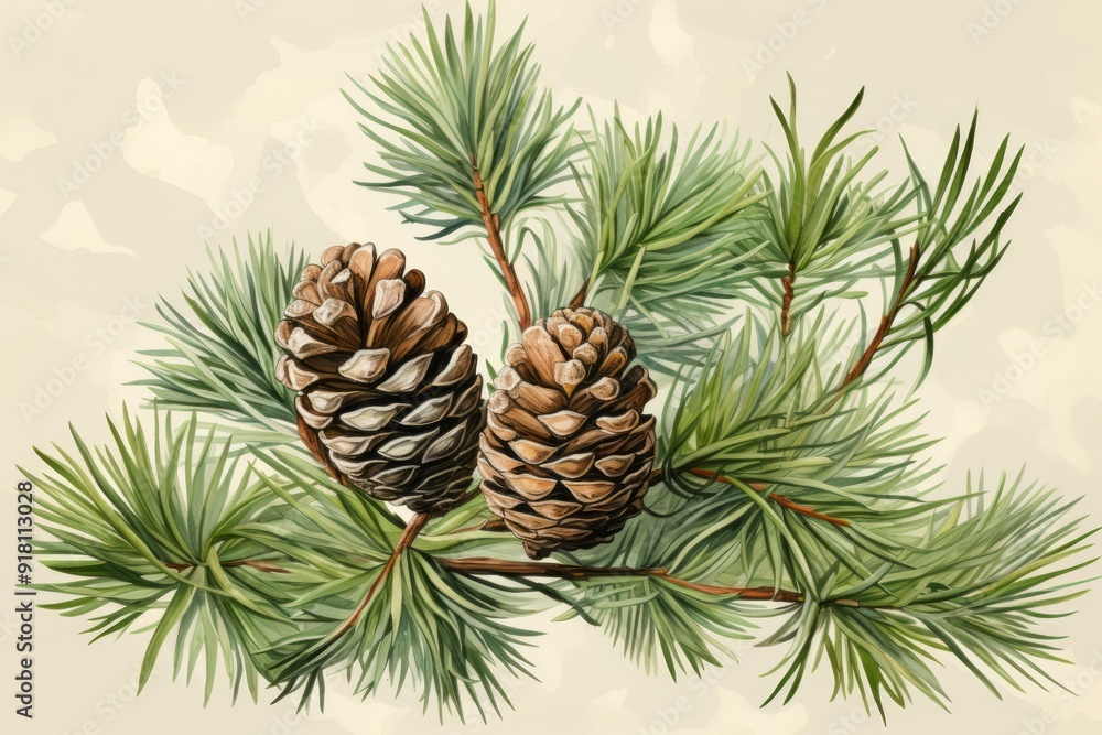 Fototapeta premium Pine Cones Material Structure Background - Generative AI