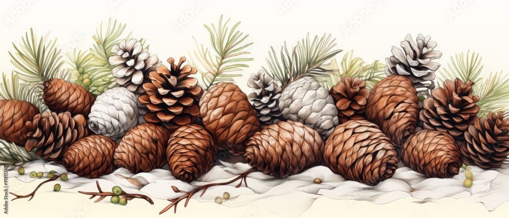 Pine Cones Material Structure Background - Generative AI Pine Cones Material Structure Background - Generative AI