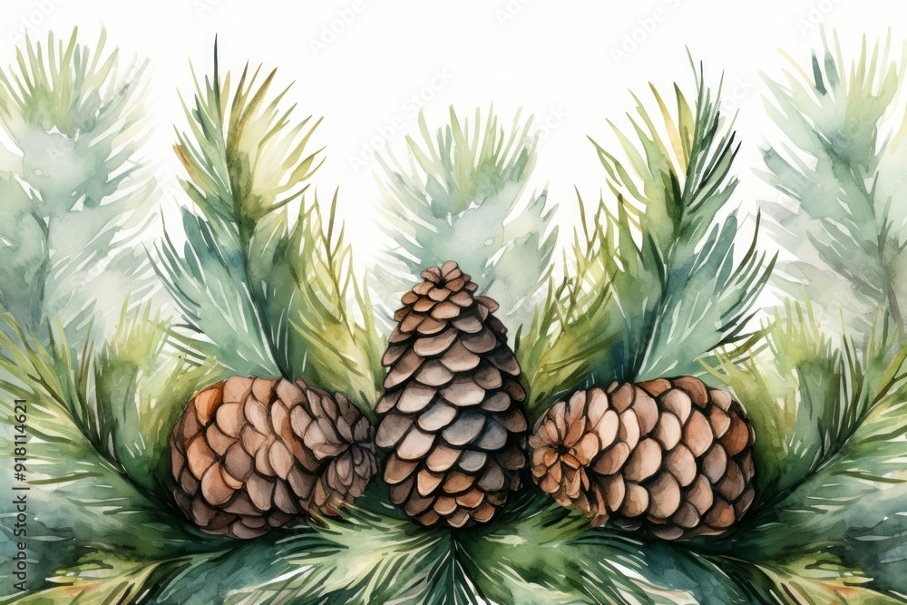Fototapeta premium Pine Cones Material Structure Background - Generative AI
