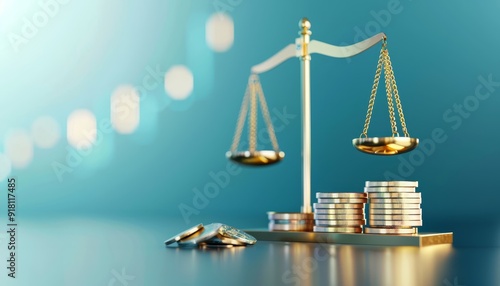 Wallpaper Mural Golden Scales of Justice Balanced by Coins Torontodigital.ca