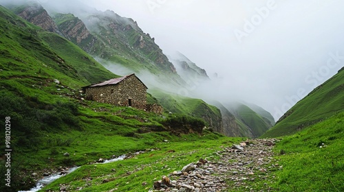 An old abandoned medieval building in Sakartvelo or Georgia.