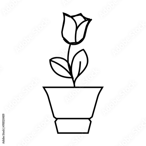 loekaryd potted flower line icon vector. loekaryd potted flower sign. isolated contour symbol black illustration